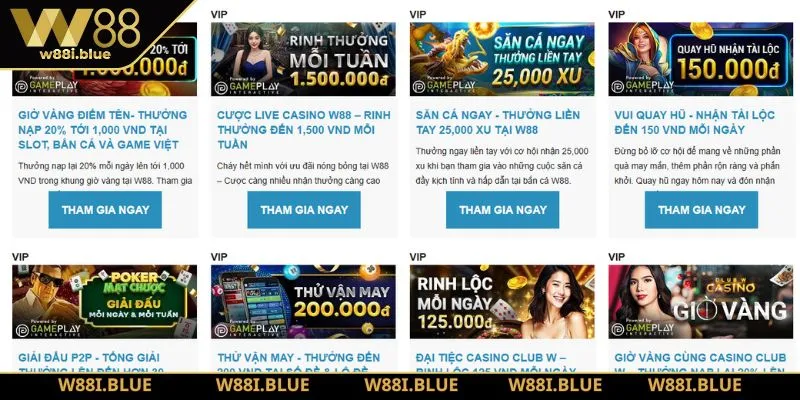 Trang chủ 230 Ưu đãi khủng dành riêng cho thành viên VIP tại W88